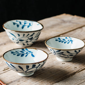 Akari Blue and White Japanese Rice Bowls - Set of 4 - Staunton and Henry