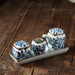 Akari Blue and White Japanese Condiment Jars - Staunton and Henry