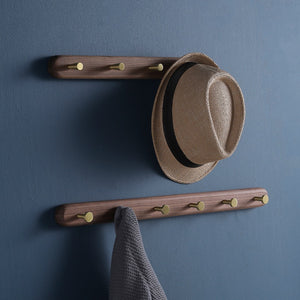 Walnut Coat Rack with Brass Hooks - Staunton and Henry