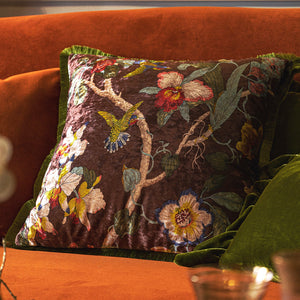 Velvet Oriental Garden Throw Cushion - Staunton and Henry