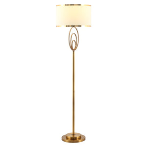 Modern Ornate Brass Floor Lamp with White Shade - Staunton and Henry