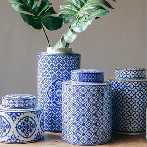 Blue and White Ceramic Urn Vase - Staunton and Henry