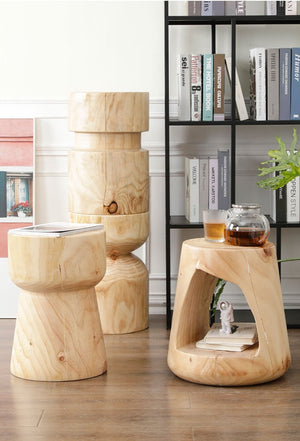 Solid Log Wood Stool - Staunton and Henry