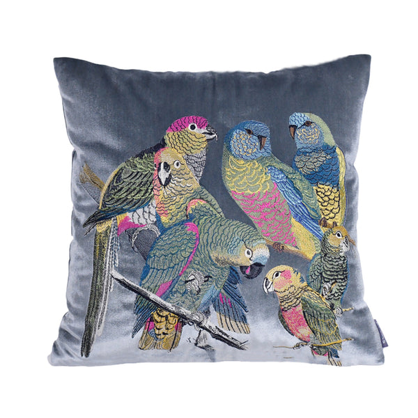 Parrot Embroidered Throw Cushion - Staunton and Henry