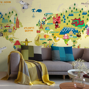 Kids World Map Wall Mural - Staunton and Henry