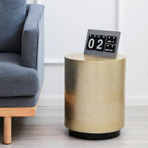 Modern Gold Drum Side Table - Staunton and Henry