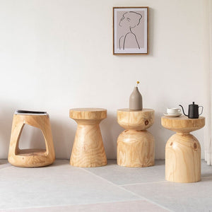 Solid Log Wood Stool - Staunton and Henry