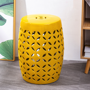 Yellow Ceramic Chinese Drum Stool - Staunton and Henry