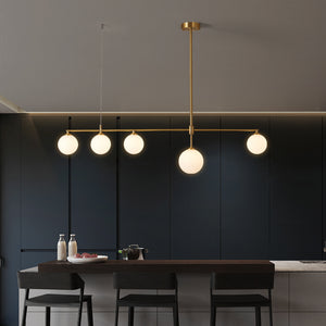 Minimalist Gold and Glass Island Chandelier - Staunton and Henry