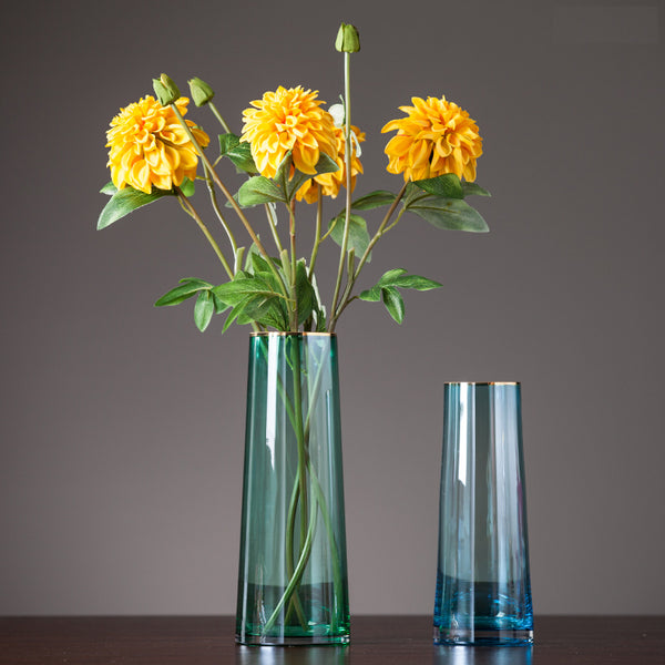 Tapered Colored Glass Vase with Gold Rim - Staunton and Henry