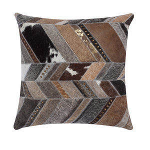 Cream and Grey Cowhide Throw Cushion - Staunton and Henry