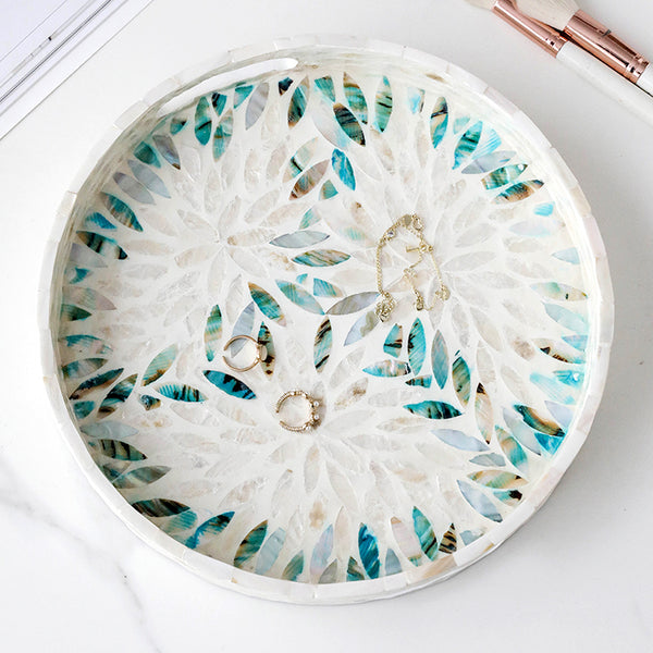 Mother of Pearl Floral Round Tray - Staunton and Henry