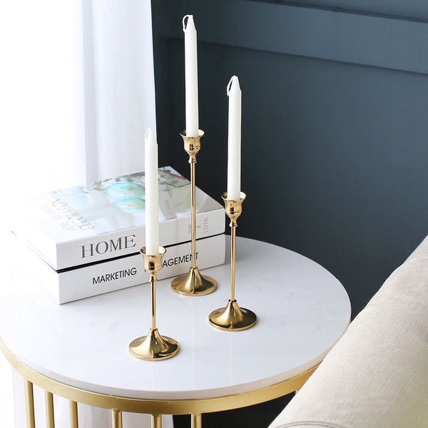 Slim Gold Candle Holder - Set of 3 - Staunton and Henry