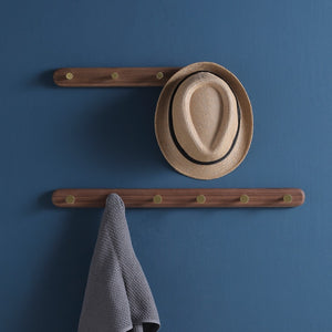 Walnut Coat Rack with Brass Hooks - Staunton and Henry