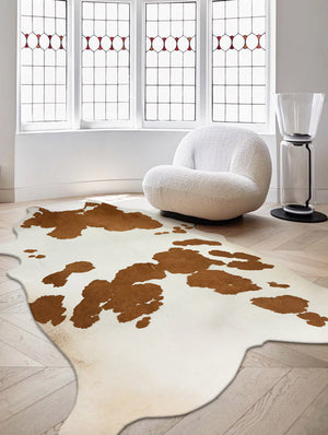 Premium White with Brown Spots Faux Cowhide Rug - Staunton and Henry