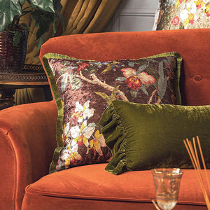 Velvet Oriental Garden Throw Cushion - Staunton and Henry