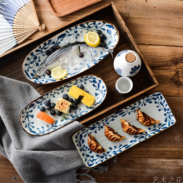 Akari Blue and White Japanese Sushi Dish - Staunton and Henry