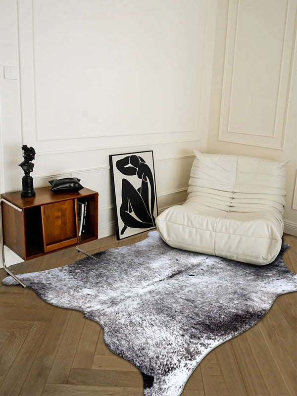 Premium Black Speckled Faux Cowhide Rug - Staunton and Henry