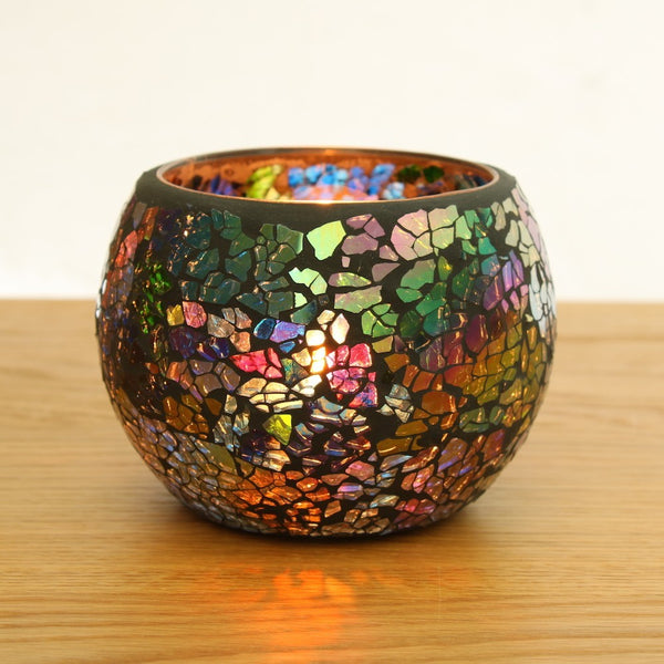 Black Coloured Glass Mosaic Candle Holder - Staunton and Henry