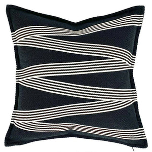 Heavy Linen Black Base and White Stripes Cushions - Staunton and Henry