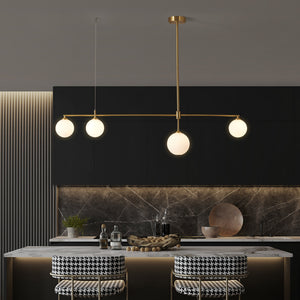 Minimalist Gold and Glass Island Chandelier - Staunton and Henry