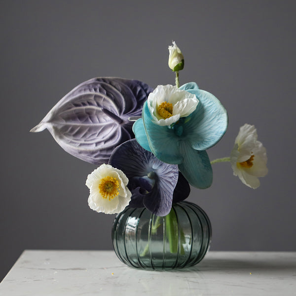 Faux Flower Bouquet with Glass Vase - Staunton and Henry