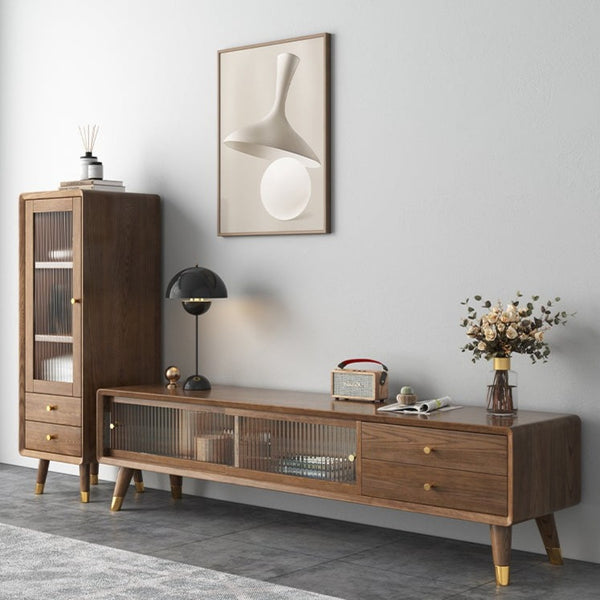 Midcentury Modern Walnut TV Cabinet With Drawers - Staunton and Henry
