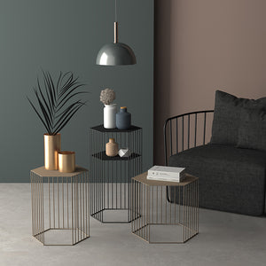 Hexagon Metal Frame Side Table - Staunton and Henry