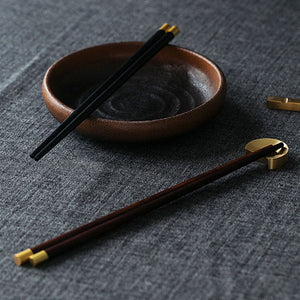 Ebony Wood Chopsticks - Set of 5 - Gold - Staunton and Henry