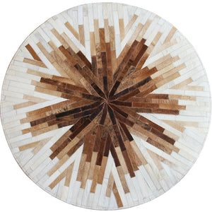 Beige and Cream Round Patchwork Hide Rug - Staunton and Henry
