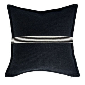 Heavy Linen Black Base and White Stripes Cushions - Staunton and Henry