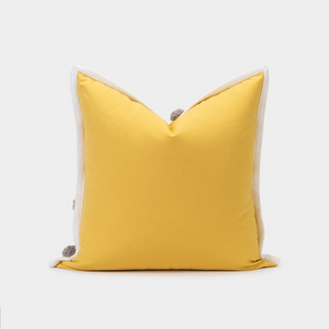 Textured Furry Yellow and Grey Throw Cushion - Staunton and Henry