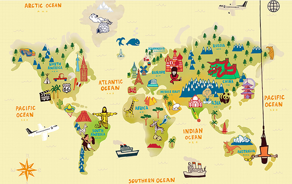 Kids World Map Wall Mural - Staunton and Henry