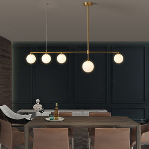 Minimalist Gold and Glass Island Chandelier - Staunton and Henry