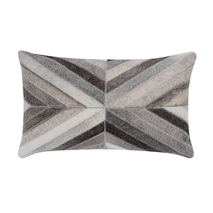 Cream and Grey Cowhide Throw Cushion - Staunton and Henry