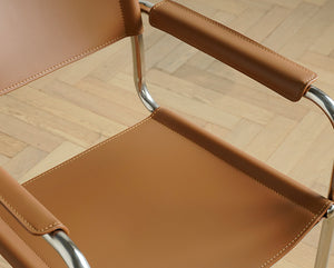 Mid Century S34 Style Leather and Chrome Chair - Staunton and Henry