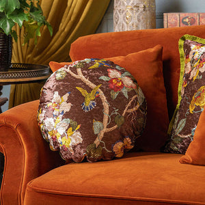 Velvet Oriental Garden Throw Cushion - Staunton and Henry