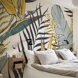 Yellow and Blue Palms Wallpaper - Staunton and Henry