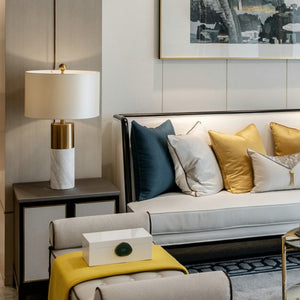 Uma Marble Table Lamp With Gold Trim - Staunton and Henry