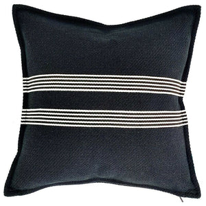 Heavy Linen Black Base and White Stripes Cushions - Staunton and Henry