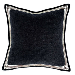 Heavy Linen Black Base and White Stripes Cushions - Staunton and Henry