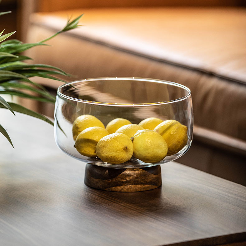 Obstschale aus Glas und Holz – Staunton and Henry