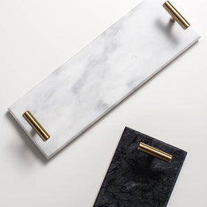 Solid Marble Serving Tray with Gold Handles - Staunton and Henry