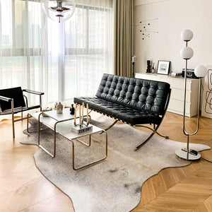 Premium Grey and Cream Faux Cowhide Rug - Staunton and Henry