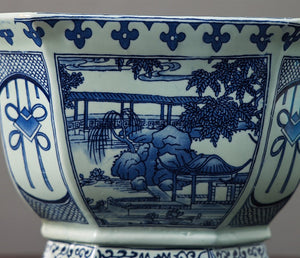 Blue and White Chinese Ceramic Plant Pot - Staunton and Henry