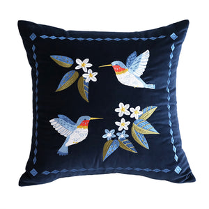 Retro Embroidered Hummingbird Decorative Cushion - Staunton and Henry