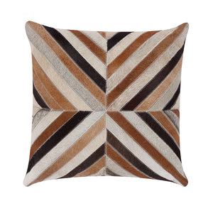 Cream and Grey Cowhide Throw Cushion - Staunton and Henry