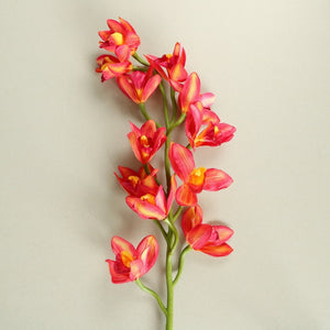 Pink Cymbidium Orchid Silk Flowers - Set of 3 Stems - Staunton and Henry