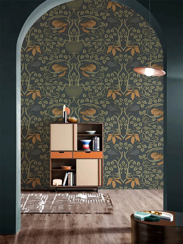 Orange and Green Floral Wall Mural - Staunton and Henry