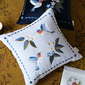 Retro Embroidered Hummingbird Decorative Cushion - Staunton and Henry